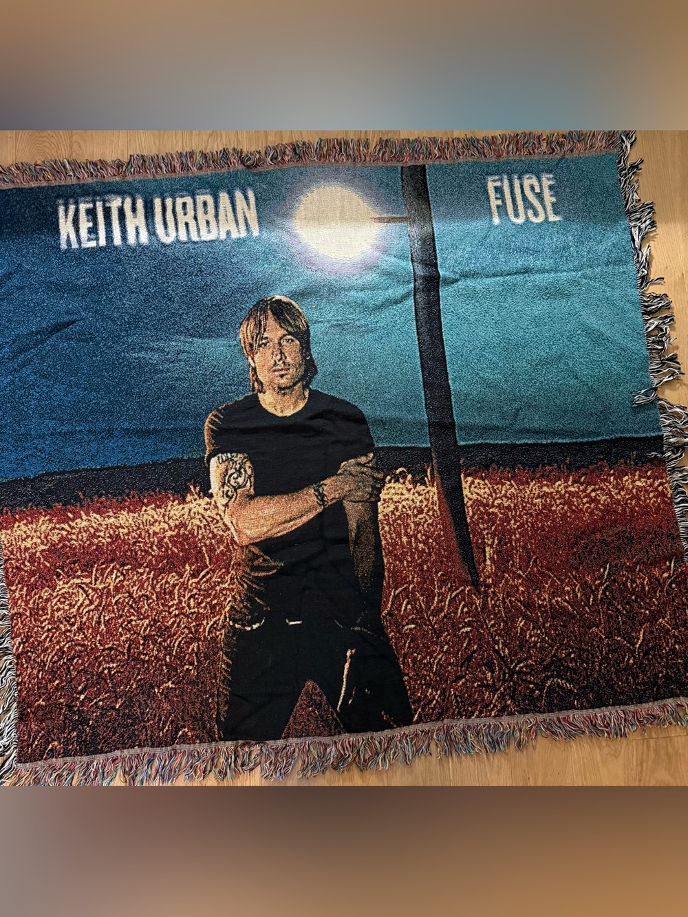 'Fuse' Decorative Throw Blanket - Blue & Brown Keith Urban